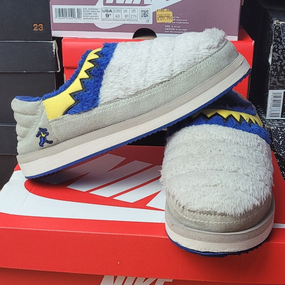 Sanuk Ungrateful Dead Fuzzy Slip-On Shoes Size 6 Grey/Blue